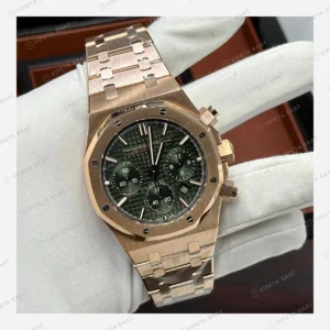 Audemars Piguet Royal Oak Offshore Yeşil Kadran Rose Gold Super Clone ETA Eta Saat detay 6