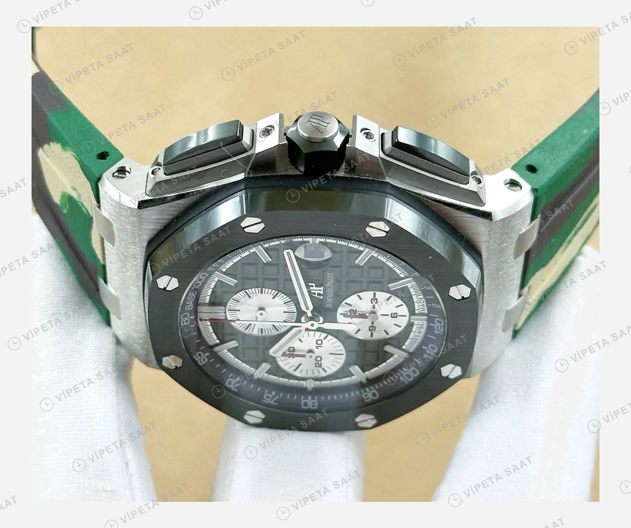 Audemars Piguet Royal Oak Offshore Yeşil Kamuflaj Çelik Kronograf Super Clone ETA Eta Saat detay 5