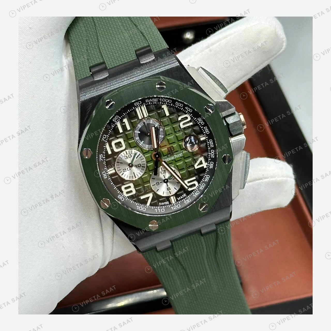 Audemars Piguet Royal Oak Offshore Yeşil Kamuflaj Kronograf Kauçuk Super Clone ETA Eta Saat detay 5