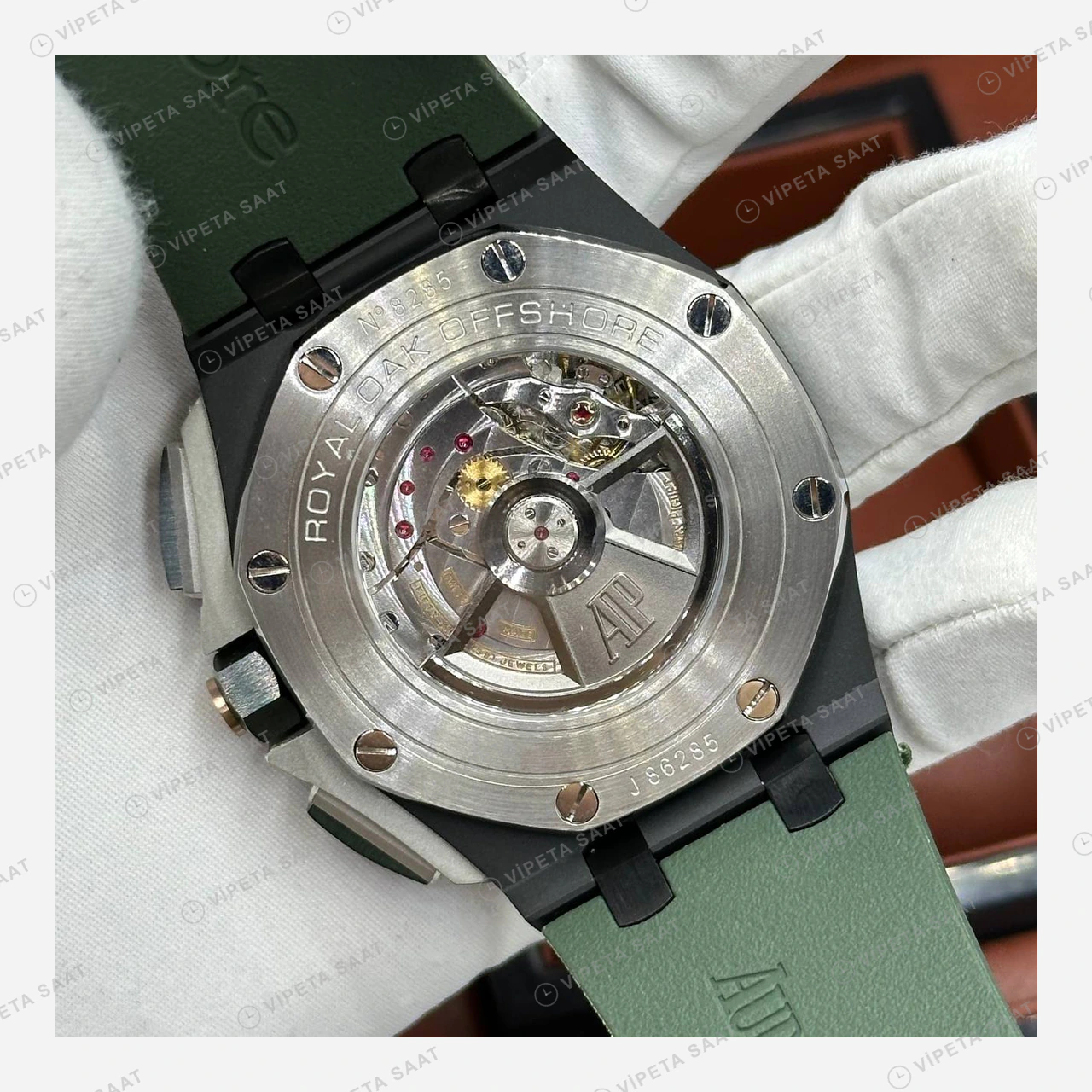 Audemars Piguet Royal Oak Offshore Yeşil Kamuflaj Kronograf Kauçuk Super Clone ETA Eta Saat detay 6