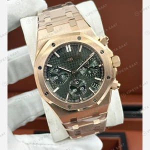 Audemars Piguet Royal Oak Offshore Yeşil Kronograf Rose Gold Super Clone ETA Eta Saat detay 6