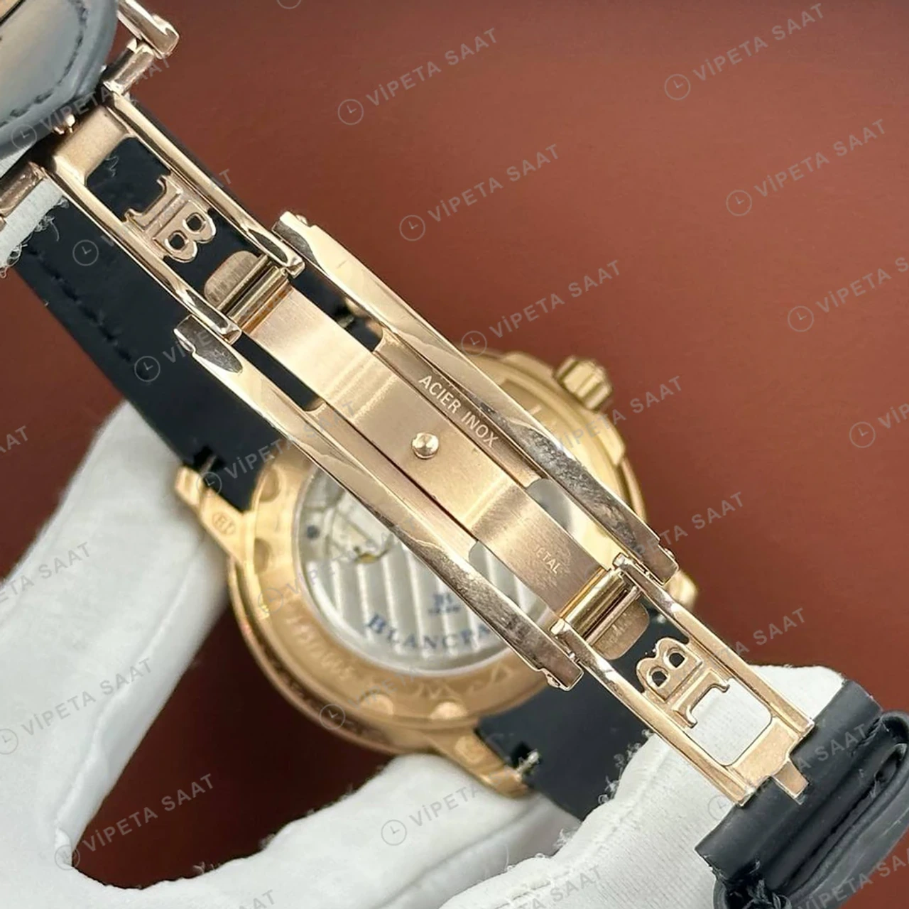 Blancpain Fifty Fathoms Rose Mavi Kadran Kauçuk Super Clone ETA Saat detay 3