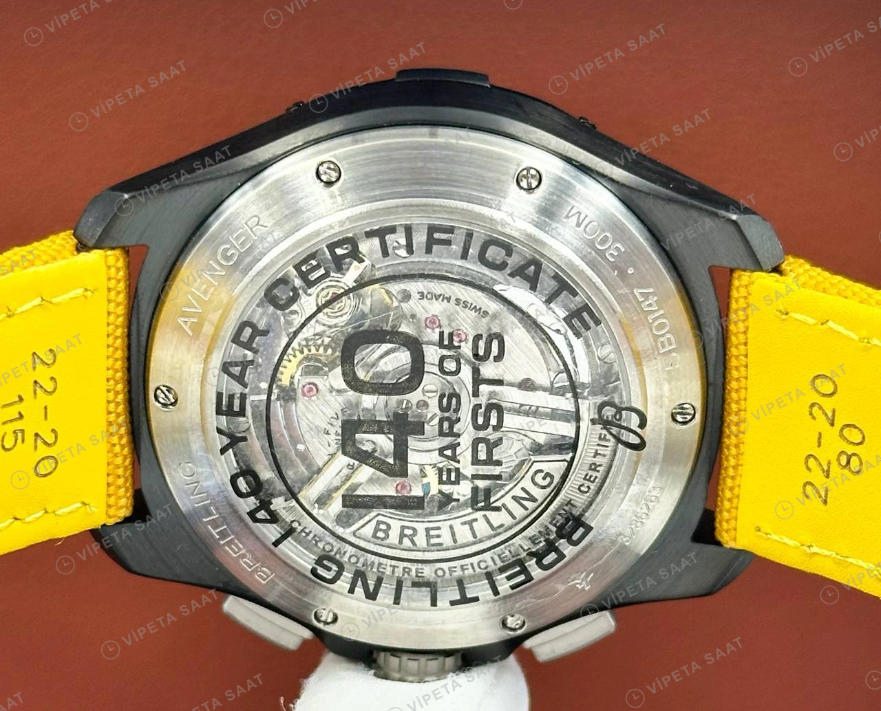 Breitling Avenger B01 44 mm Sarı Kronograf Nato SB0147101I1X1 Super Clone ETA Eta Saat detay 3
