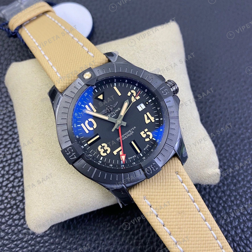 Breitling Avenger Siyah Kasa Siyah Kadran Nato Kordon Super Clone Eta Eta Saat detay 7