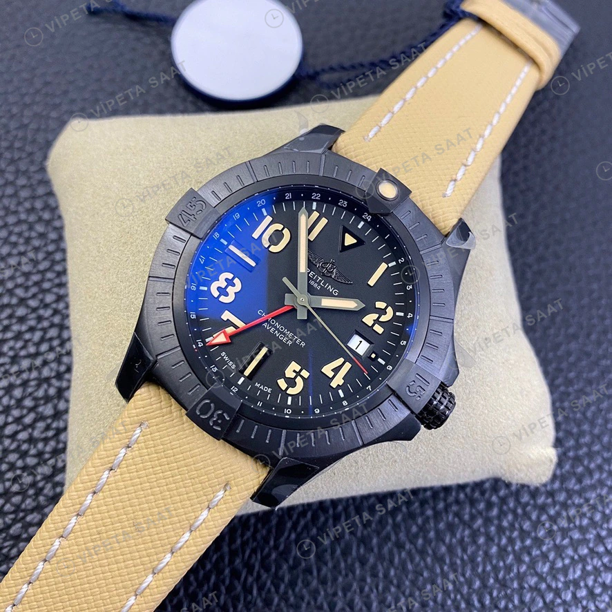 Breitling Avenger Siyah Kasa Siyah Kadran Nato Kordon Super Clone Eta Eta Saat detay 8