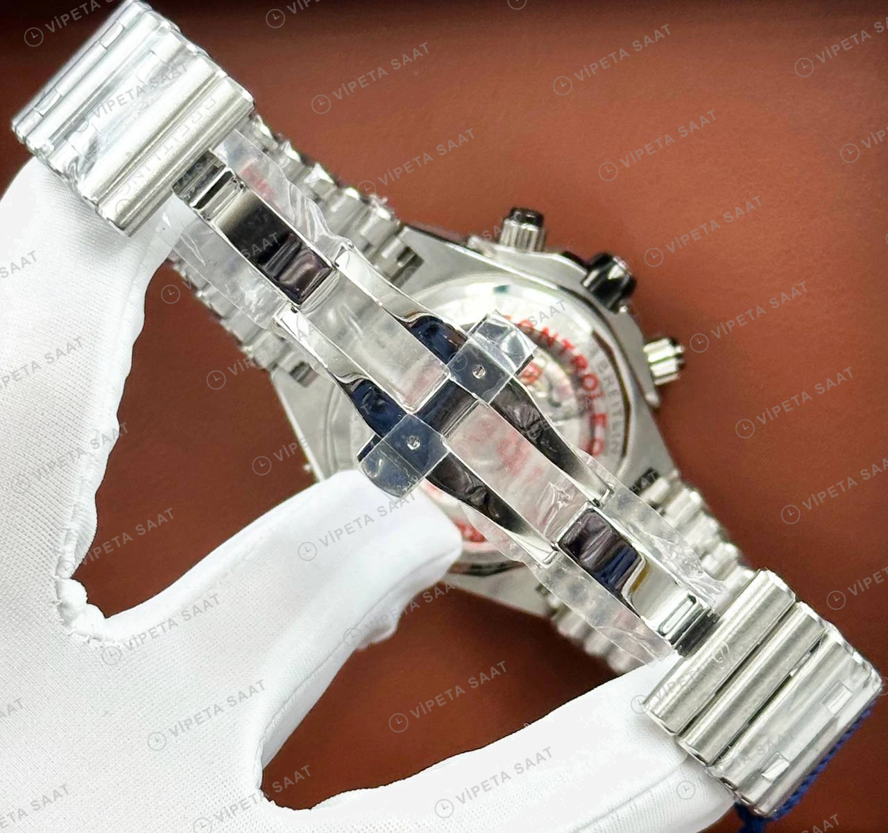 Breitling Chronomat B01 42 mm Buz Mavisi Kronograf Çelik PB0136251C1S1 Super Clone ETA Eta Saat detay 6