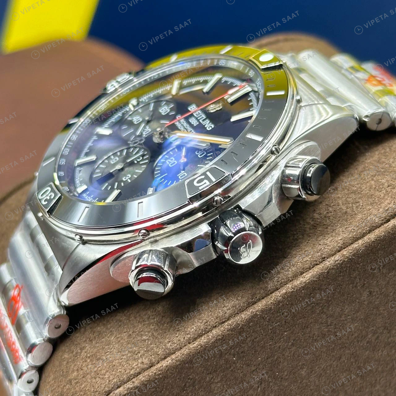 Breitling Chronomat B01 42 mm Gümüş Kronograf Çelik AB0134101G1A1 Super Clone ETA Eta Saat detay 4
