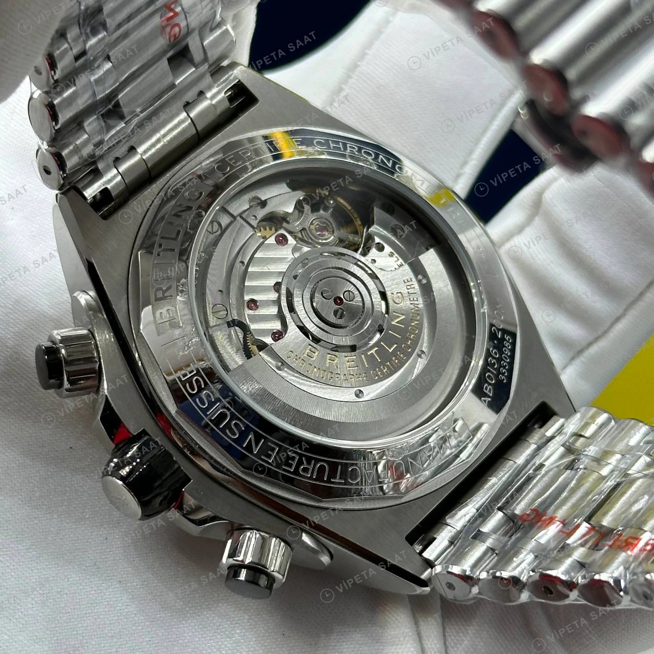 Breitling Chronomat B01 42 mm Gümüş Kronograf Çelik AB0134101G1A1 Super Clone ETA Eta Saat detay 5