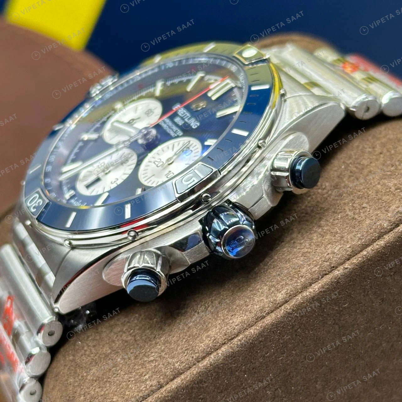 Breitling Chronomat B01 42 mm Gümüş Kronograf Çelik Parlak AB0134101G1A1 Super Clone ETA Eta Saat detay 4