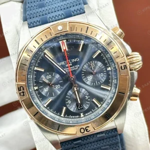 Breitling Chronomat B01 42 mm Gümüş Kronograf Mavi Nato AB0134101G1A1 Super Clone ETA Eta Saat detay 6