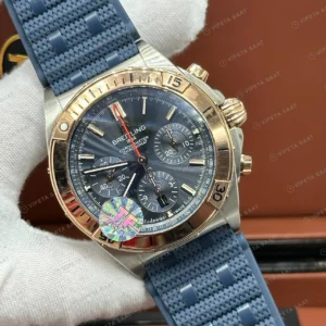 Breitling Chronomat B01 42 mm Rose Kahve Kronograf Kauçuk Parlak UB0134101C1U1 Super Clone ETA Eta Saat detay 6