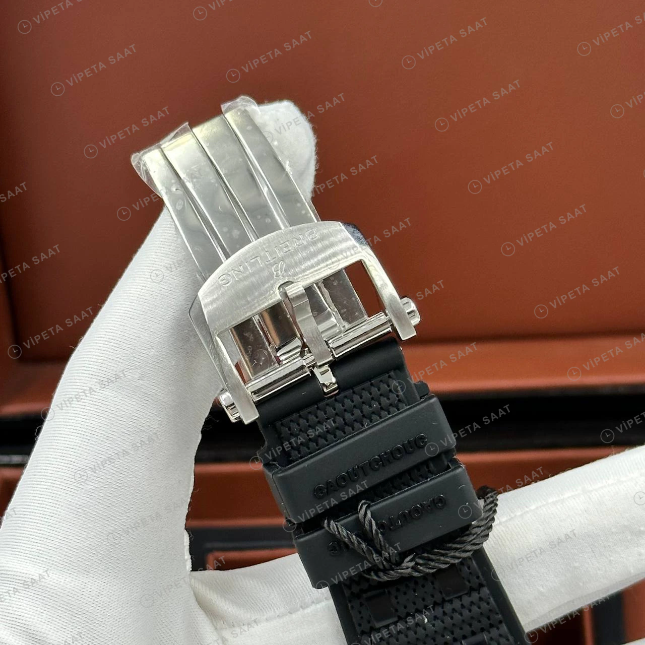 Breitling Chronomat B01 42 mm Rose Kahve Kronograf Kauçuk UB0134101C1U1 Super Clone ETA Eta Saat detay 5
