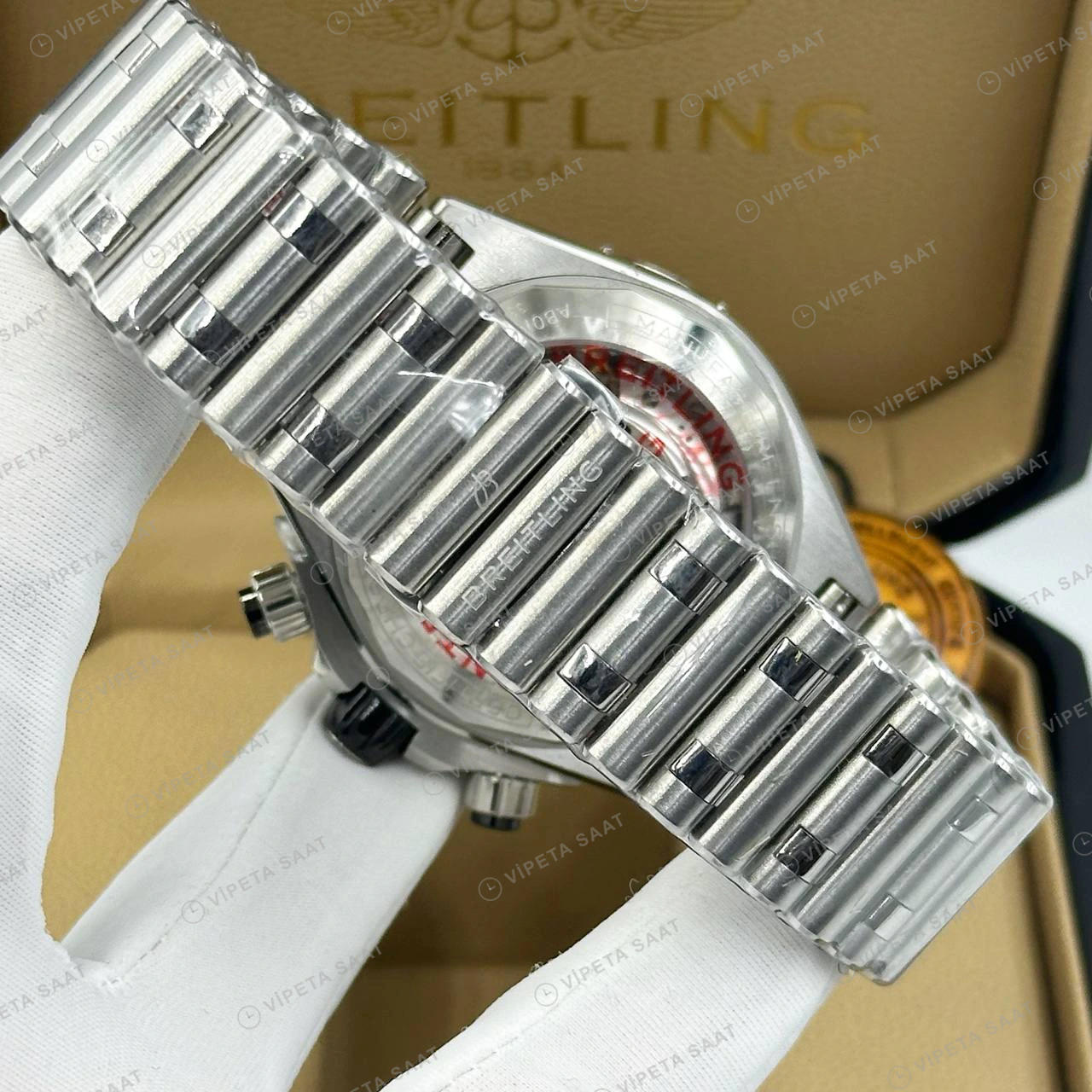 Breitling Chronomat B01 42 mm Turuncu Kronograf Çelik AB0134101K1A1 Super Clone ETA Eta Saat detay 6