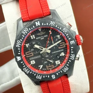 Breitling Endurance Pro 44 mm Siyah Kronograf Kırmızı Kauçuk X82310D51B1S1 Super Clone ETA Eta Saat detay 6