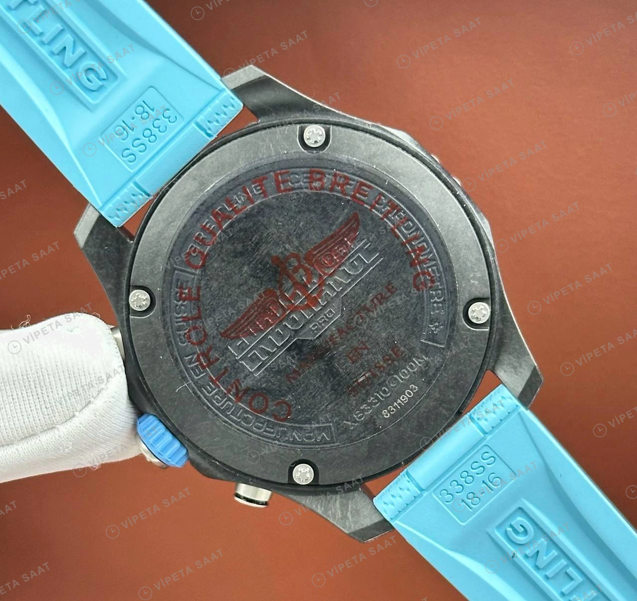 Breitling Endurance Pro 44 mm Siyah Kronograf Mavi Kauçuk X82310D51B1S1 Super Clone ETA Eta Saat detay 3