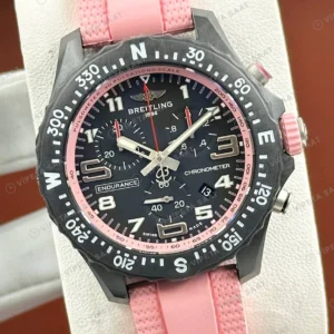 Breitling Endurance Pro 44 mm Siyah Kronograf Pembe Kauçuk X82310D51B1S1 Super Clone ETA Eta Saat detay 6