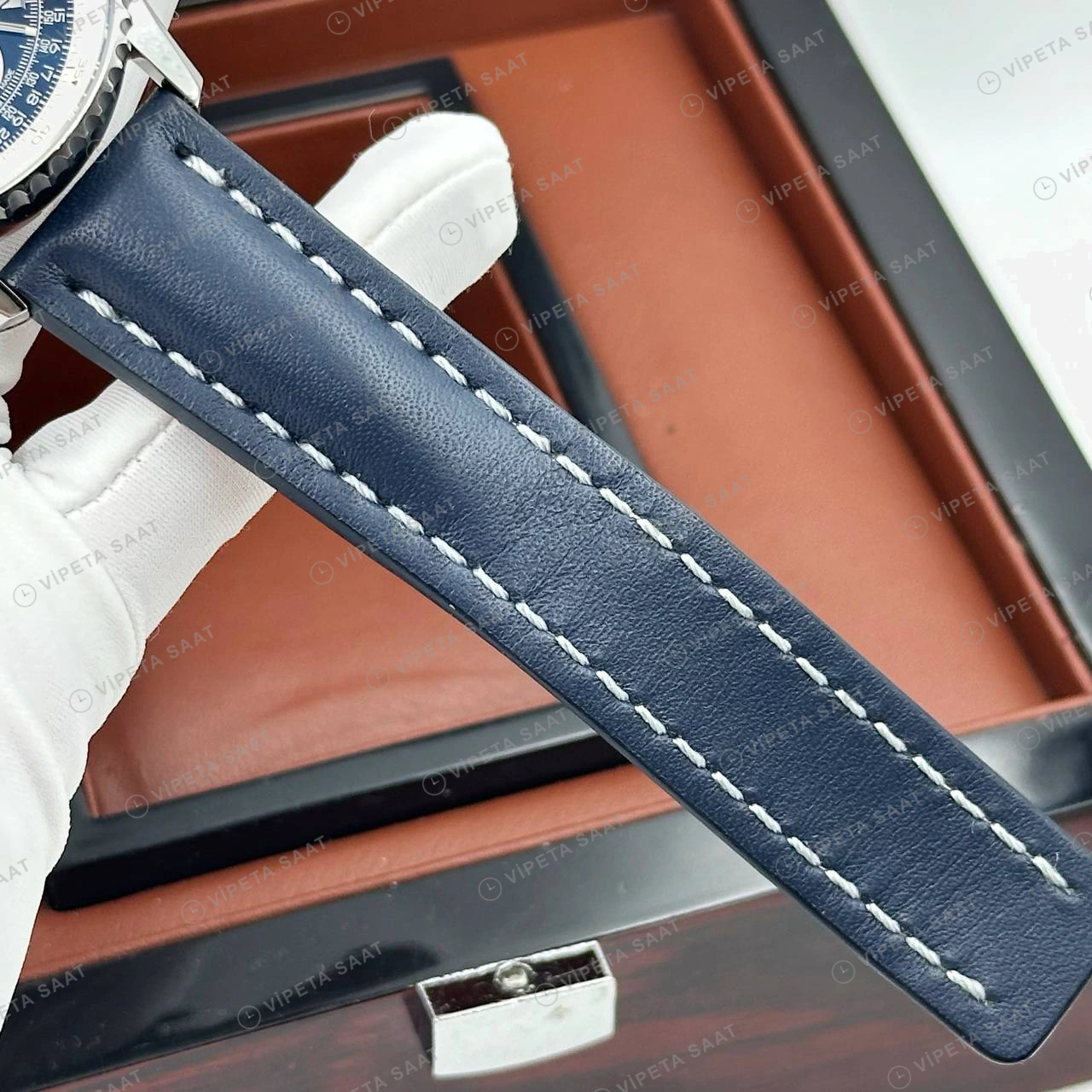 Breitling Navitimer B01 43 mm Mavi Kronograf Deri AB0138211C1P1 Super Clone ETA Eta Saat detay 6