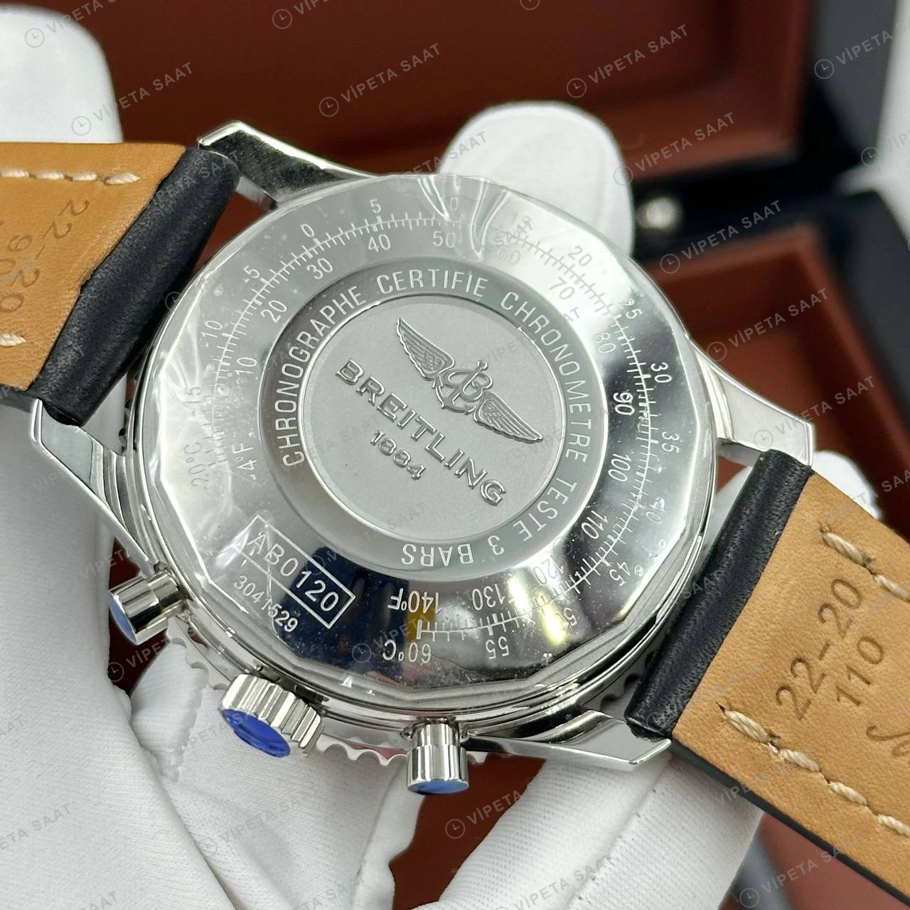 Breitling Navitimer B01 43 mm Mavi Kronograf Deri Gece AB0138211C1P1 Super Clone ETA Eta Saat detay 5