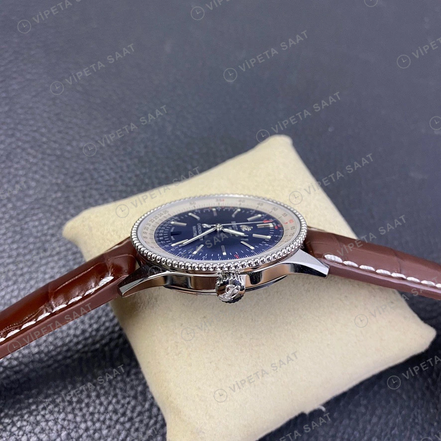 Breitling Navitimer Mavi Kadran Kahverengi Deri Super Clone Eta Eta Saat detay 4