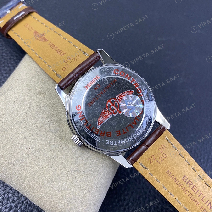 Breitling Navitimer Mavi Kadran Kahverengi Deri Super Clone Eta Eta Saat detay 7