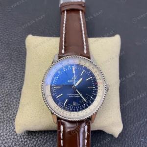 Breitling Navitimer Mavi Kadran Kahverengi Deri Super Clone Eta Eta Saat karşıdan görünüm