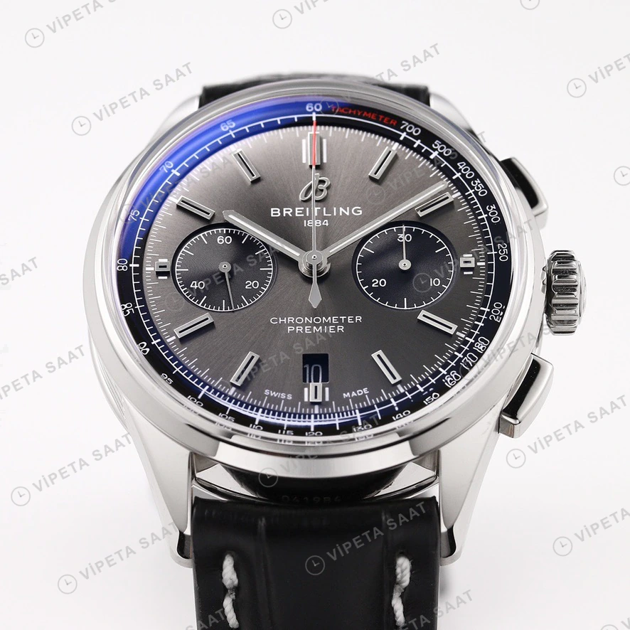 Breitling Premier Antrasit Kadran Siyah Deri Super Clone Eta Eta Saat yan görünüm