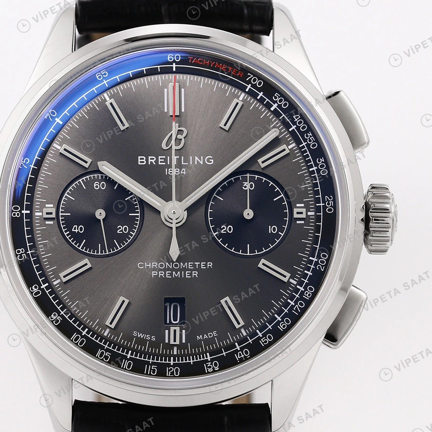 Breitling Premier Antrasit Kadran Siyah Deri Super Clone Eta Eta Saat detay 4