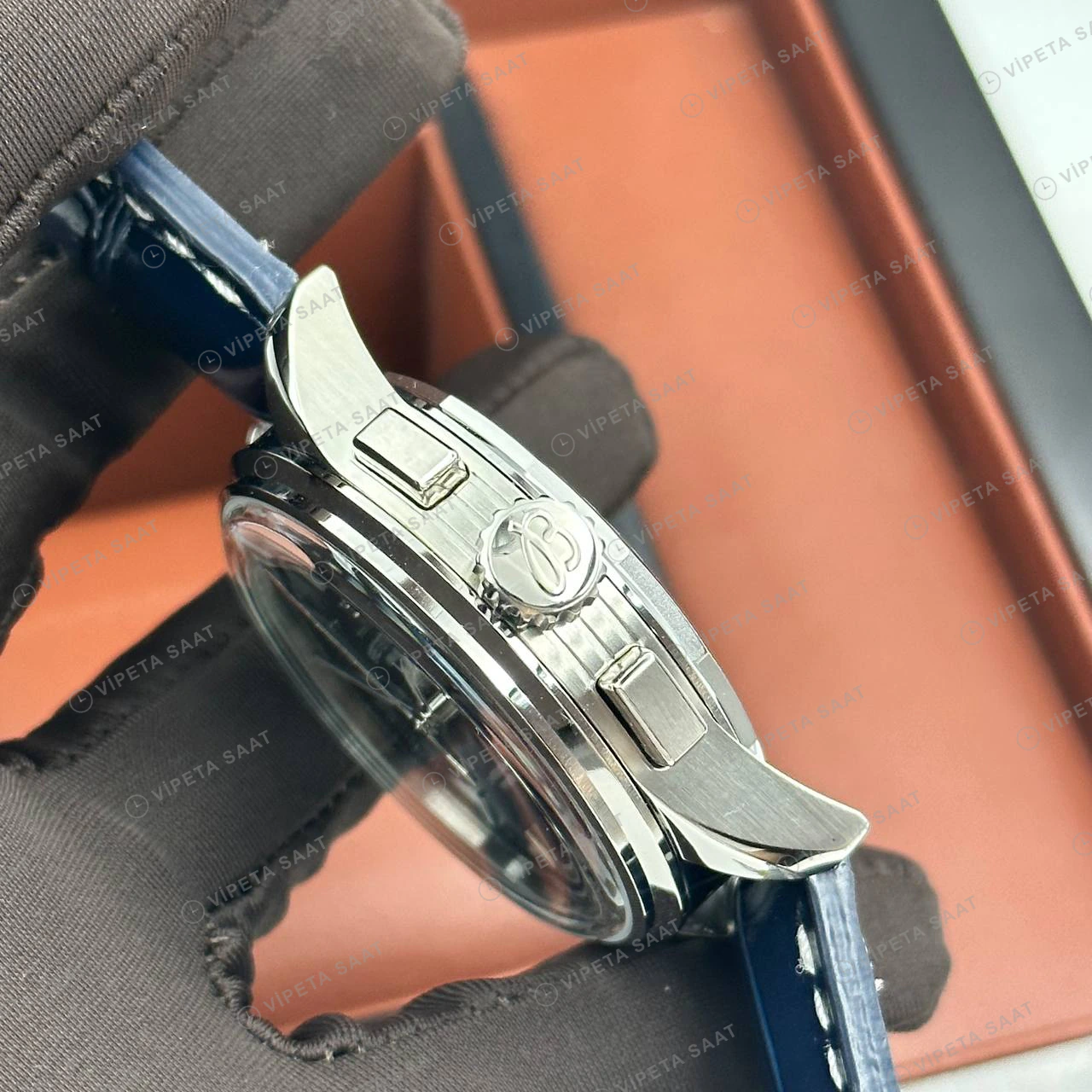 Breitling Premier B01 42 mm Mavi Kronograf Deri AB0118371B1X1 Super Clone ETA Eta Saat detay 5