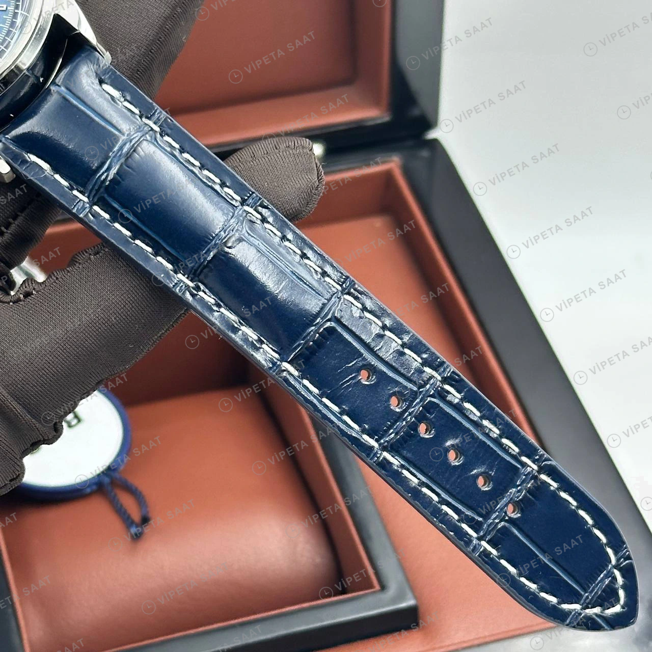 Breitling Premier B01 42 mm Mavi Kronograf Deri AB0118371B1X1 Super Clone ETA Eta Saat detay 6