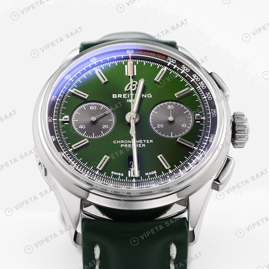 Breitling Premier Yesil Kadran Yesil Deri Super Clone Eta Eta Saat detay 4