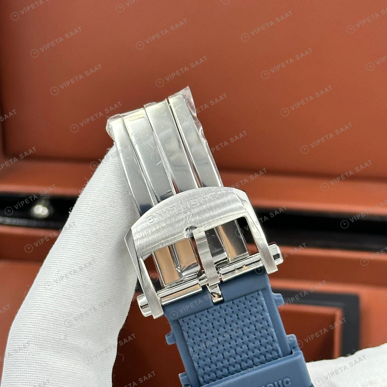 Breitling Super Chronomat B01 44 mm Mavi Kronograf Kauçuk AB0136241B1S1 Super Clone ETA Eta Saat detay 4
