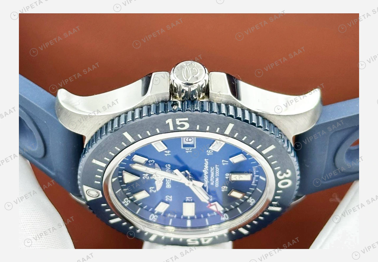 Breitling Superocean 44 mm Mavi Kronograf Kauçuk A13375211C1S1 Super Clone ETA Eta Saat detay 4