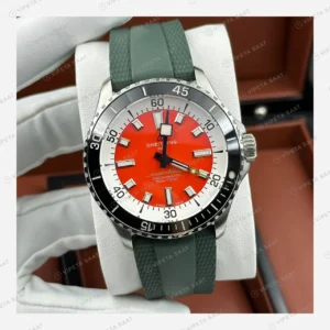 Breitling Superocean Automatic 42 mm Kırmızı Kadran Yeşil Kauçuk A17375211K1S1 Super Clone ETA Eta Saat karşıdan görünüm