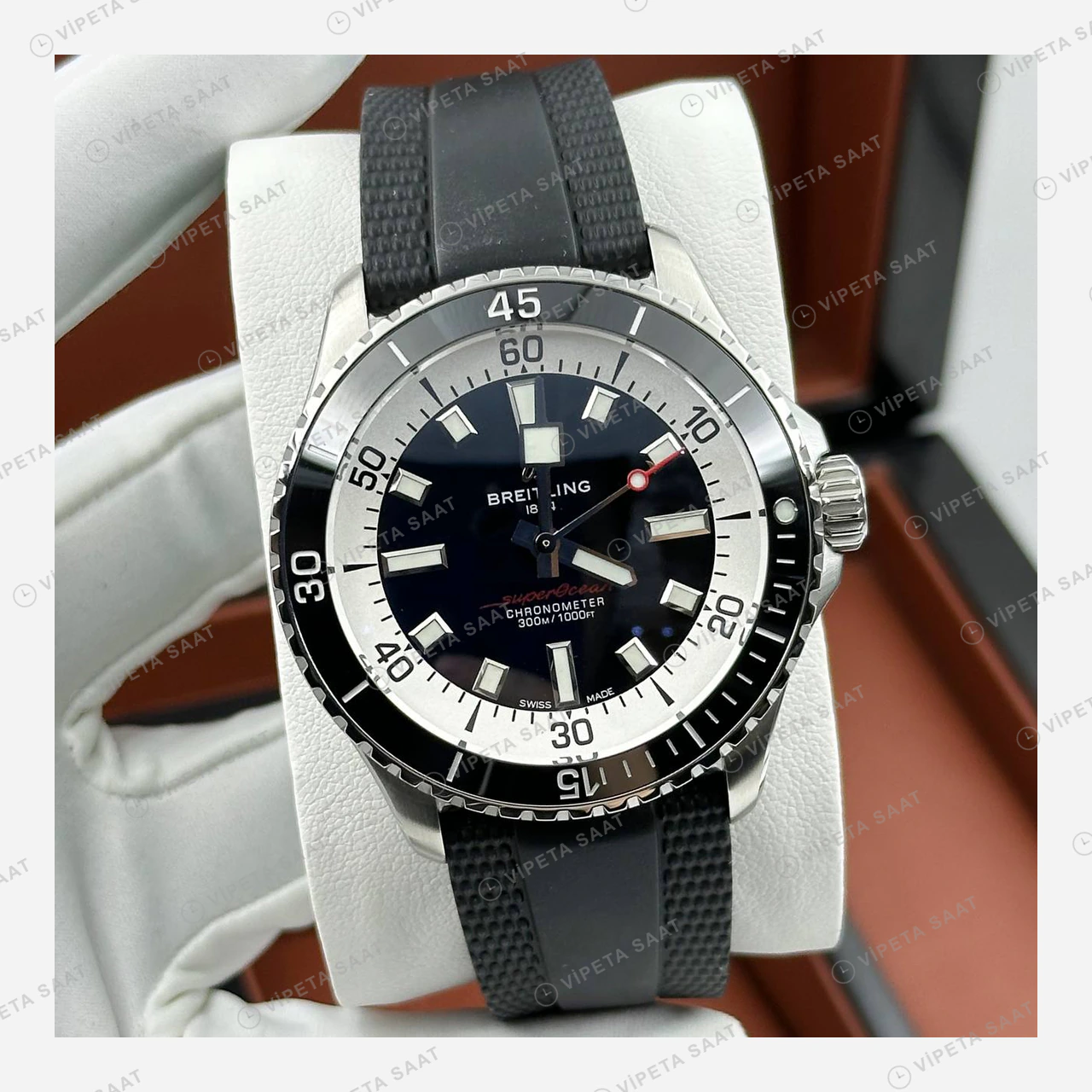 Breitling Superocean Automatic 42 mm Mavi Kadran Kauçuk Gece A17375211C1S1 Super Clone ETA Eta Saat detay 5