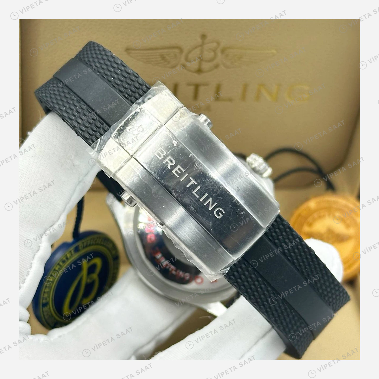 Breitling Superocean Automatic 42 mm Mavi Kadran Kauçuk Parlak A17375211C1S1 Super Clone ETA Eta Saat detay 4