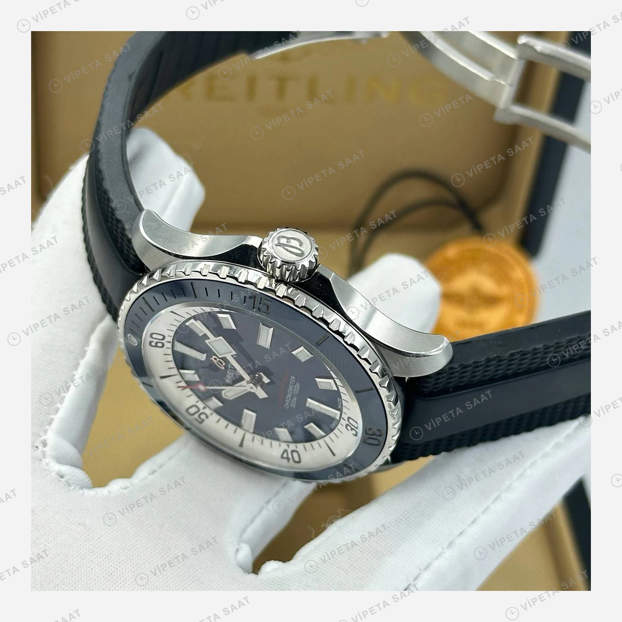Breitling Superocean Automatic 42 mm Mavi Kadran Kauçuk Parlak A17375211C1S1 Super Clone ETA Eta Saat detay 5