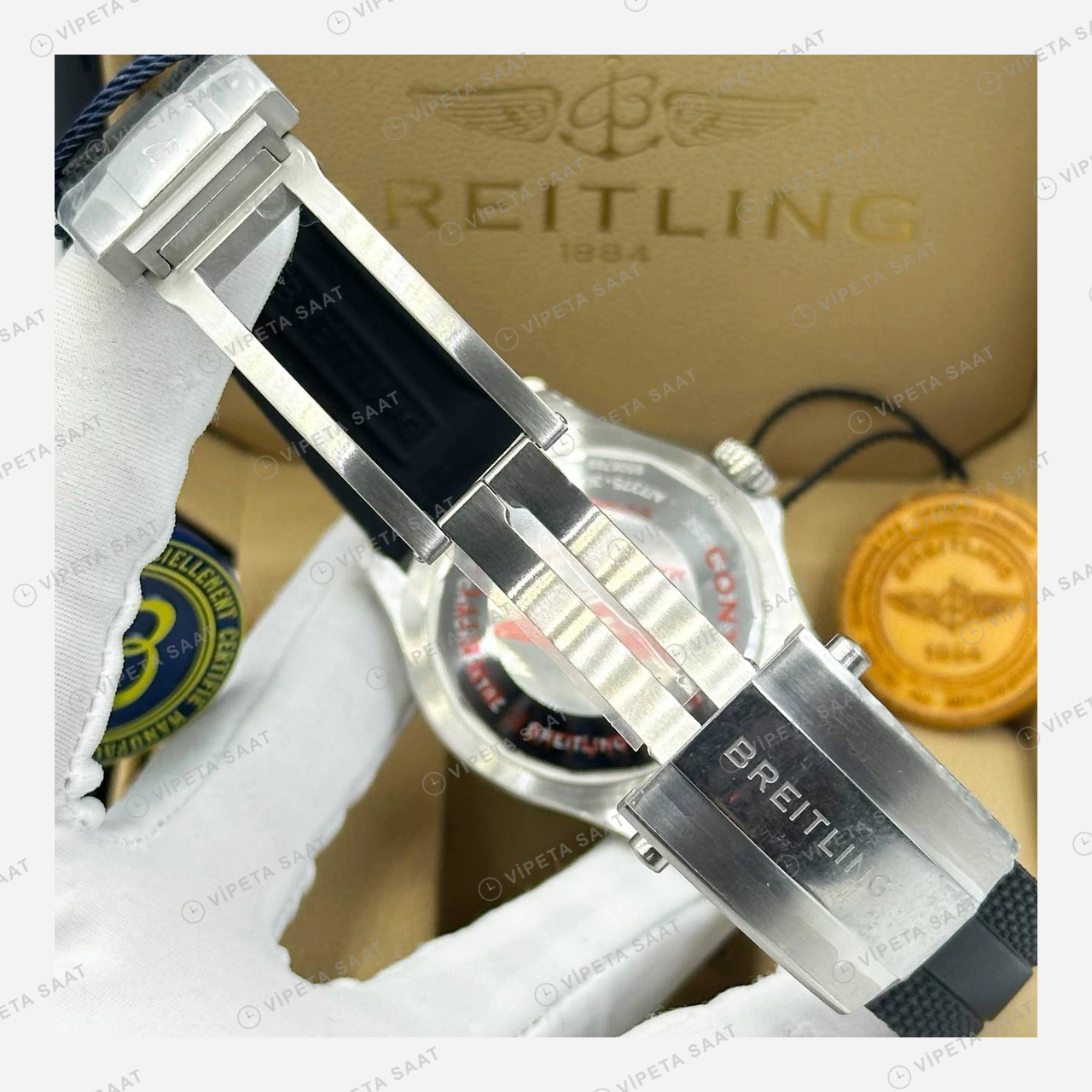 Breitling Superocean Automatic 42 mm Sarı Kadran Kauçuk Parlak A17375211I1S1 Super Clone ETA Eta Saat detay 5