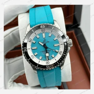 Breitling Superocean Automatic 42 mm Turkuaz Kadran Kauçuk A17376211C1S1 Super Clone ETA Eta Saat karşıdan görünüm