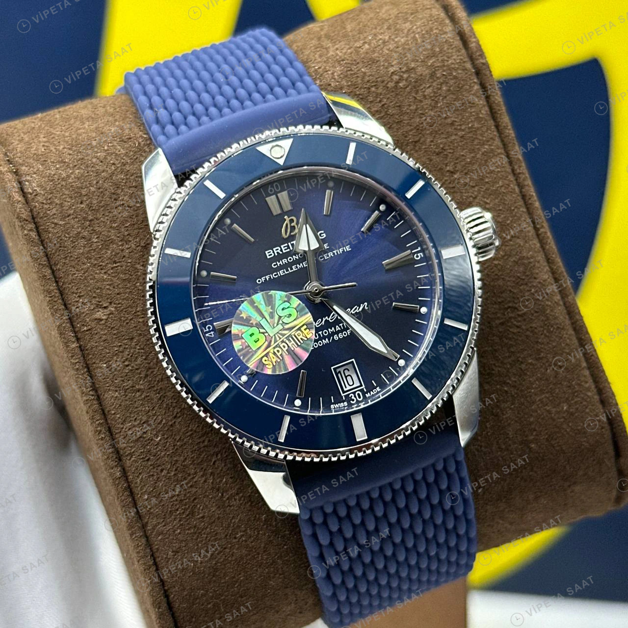 Breitling Superocean Heritage 42 mm Mavi Kadran Kauçuk AB2032321C1S1 Super Clone ETA Eta Saat detay 3