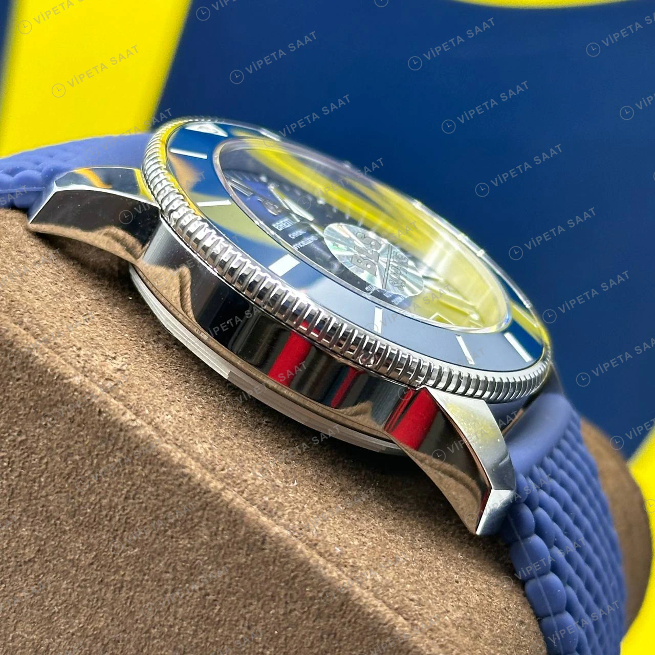 Breitling Superocean Heritage 42 mm Mavi Kadran Kauçuk AB2032321C1S1 Super Clone ETA Eta Saat detay 4