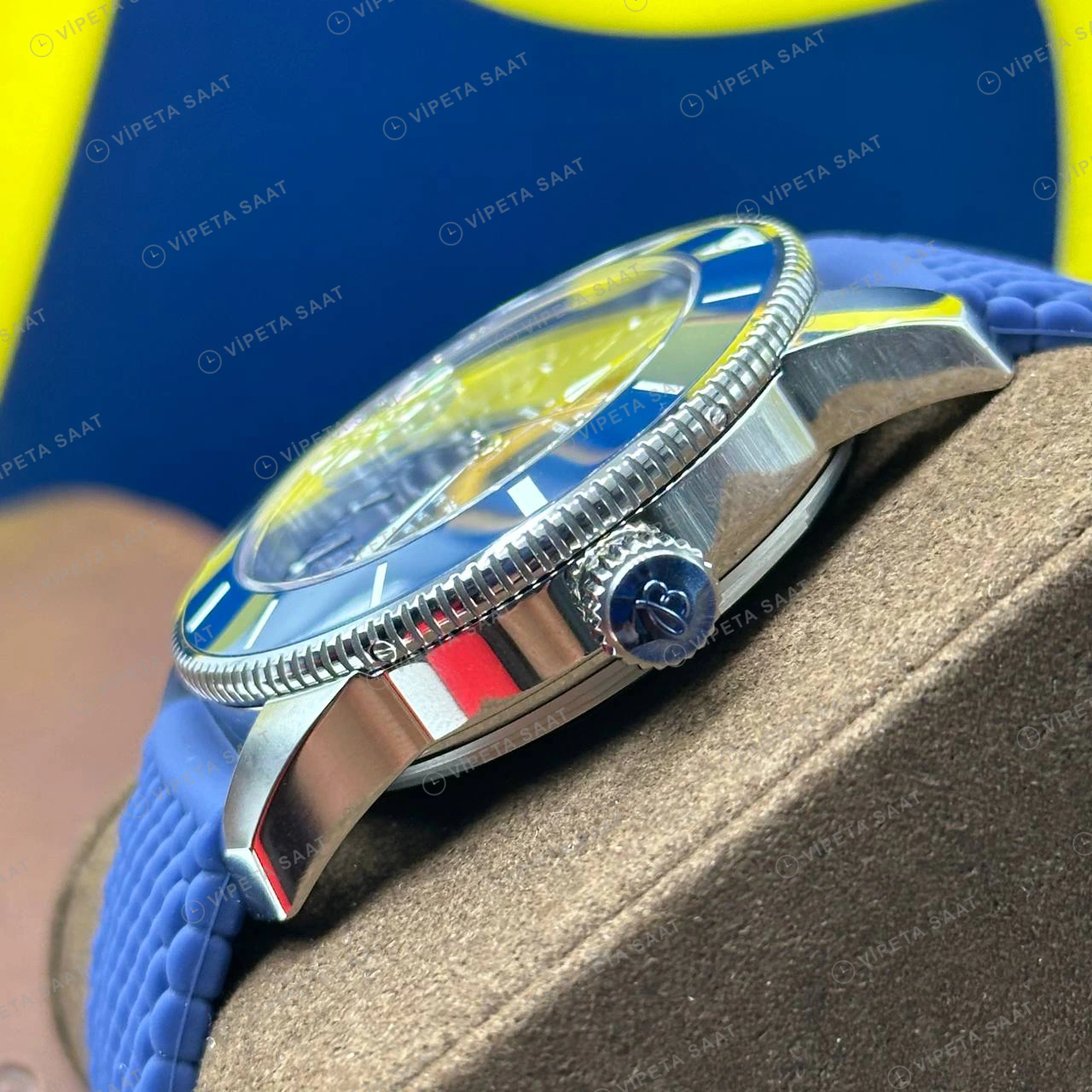 Breitling Superocean Heritage 42 mm Mavi Kadran Kauçuk AB2032321C1S1 Super Clone ETA Eta Saat detay 5