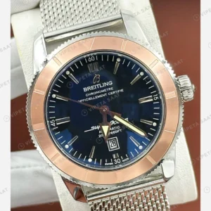 Breitling Superocean Heritage 42 mm Rose Mavi Kadran Hasır AB2032321C1S1 Super Clone ETA Eta Saat detay 4