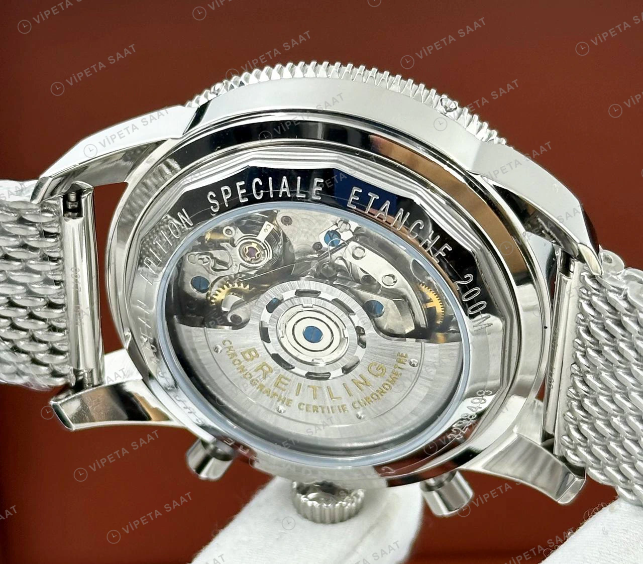 Breitling Superocean Heritage B01 42 mm Krem Kronograf Hasır Kordon AB0162121E1S1 Super Clone ETA Eta Saat detay 3
