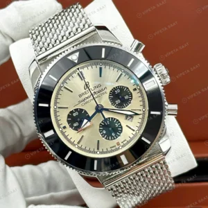 Breitling Superocean Heritage B01 42 mm Krem Kronograf Hasır Kordon AB0162121E1S1 Super Clone ETA Eta Saat detay 6