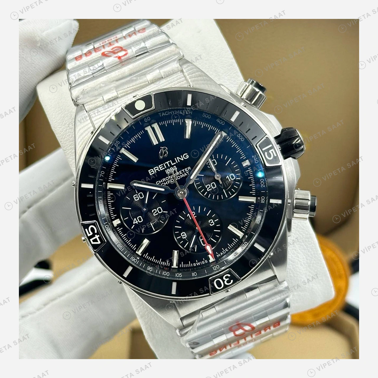 Breitling Superocean Heritage B01 42 mm Mavi Kronograf Çelik AB0156161C1S1 Super Clone ETA Eta Saat detay 3