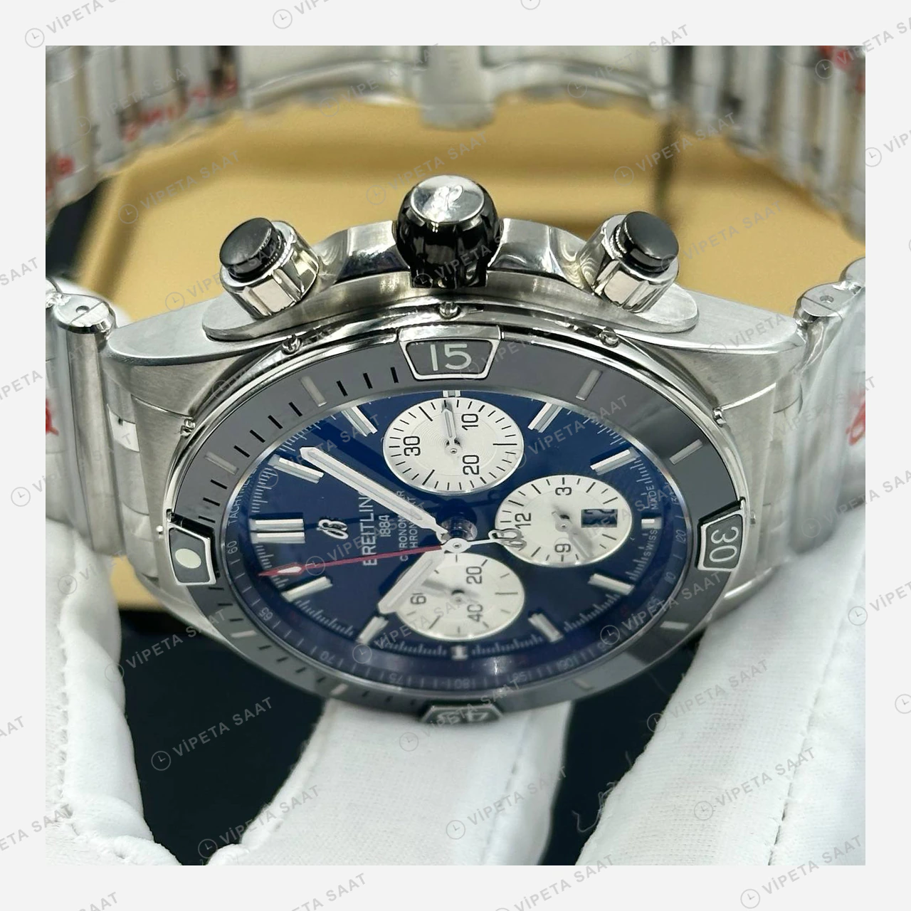 Breitling Superocean Heritage B01 42 mm Siyah Kronograf Çelik Bileklik AB0156161B1S1 Super Clone ETA Eta Saat detay 3