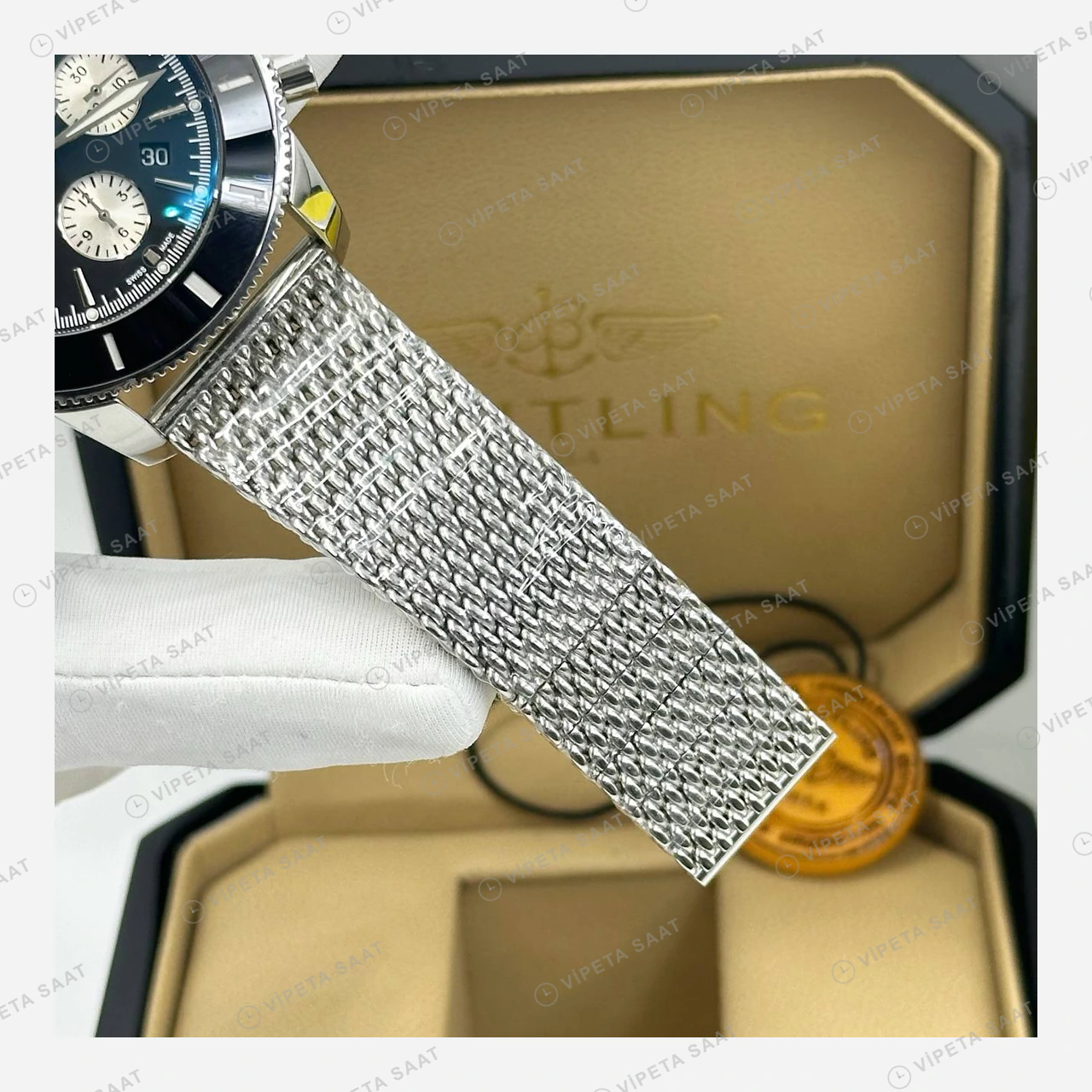 Breitling Superocean Heritage B01 42 mm Siyah Kronograf Hasır Gündüz AB0156161B1S1 Super Clone ETA Eta Saat detay 5