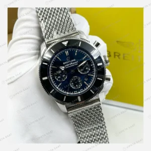 Breitling Superocean Heritage B01 42 mm Siyah Kronograf Hasır Kordon AB0156161B1S1 Super Clone ETA Eta Saat karşıdan görünüm