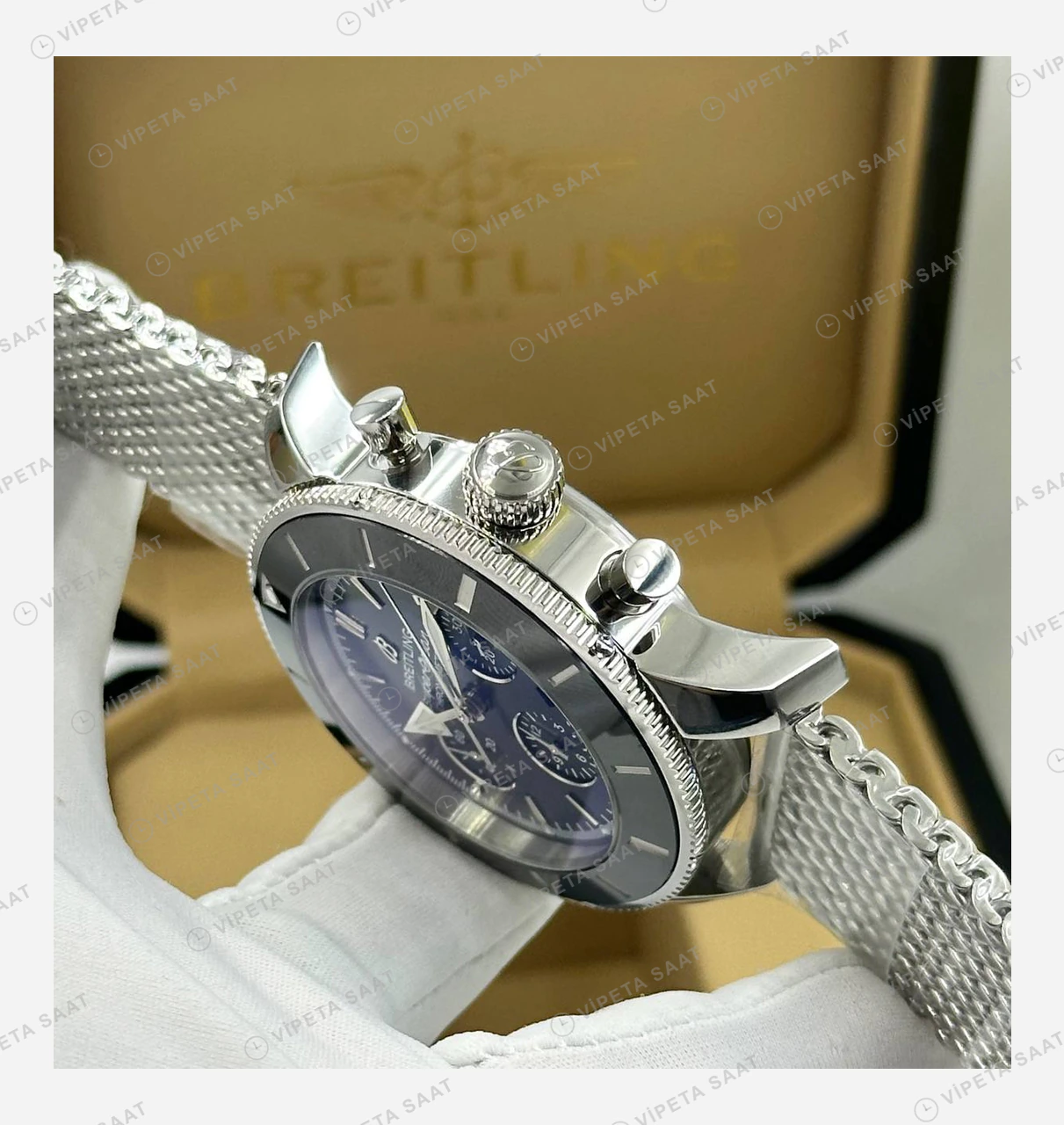 Breitling Superocean Heritage B01 42 mm Siyah Kronograf Hasır Kordon AB0156161B1S1 Super Clone ETA Eta Saat detay 4