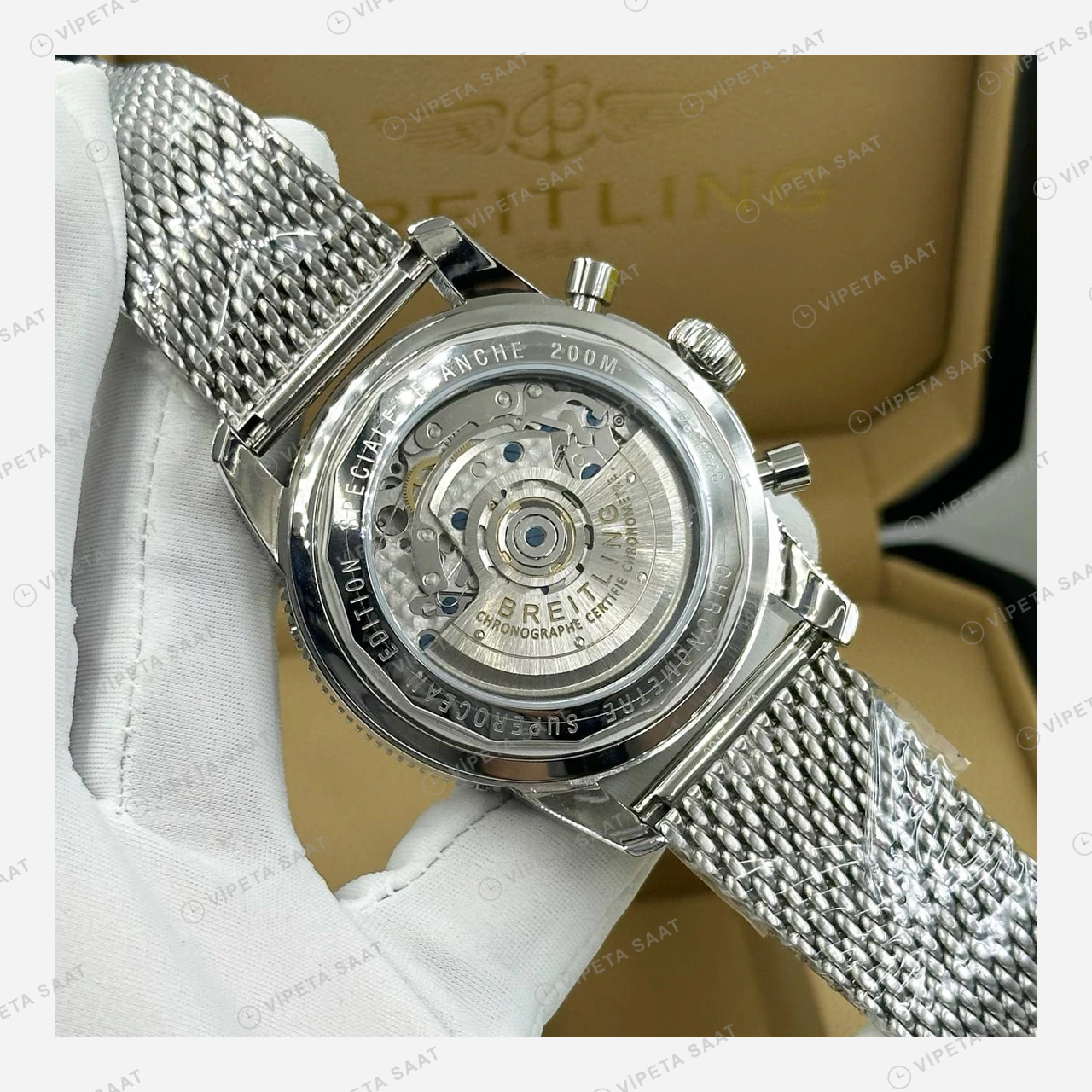 Breitling Superocean Heritage B01 42 mm Siyah Kronograf Hasır Kordon AB0156161B1S1 Super Clone ETA Eta Saat detay 5